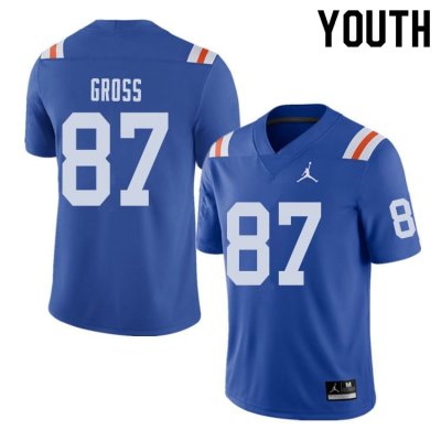 Youth Florida Gators #87 Dennis Gross NCAA Jordan Brand Royal Throwback Alternate Authentic Stitched College Football Jersey JFS5562ZY